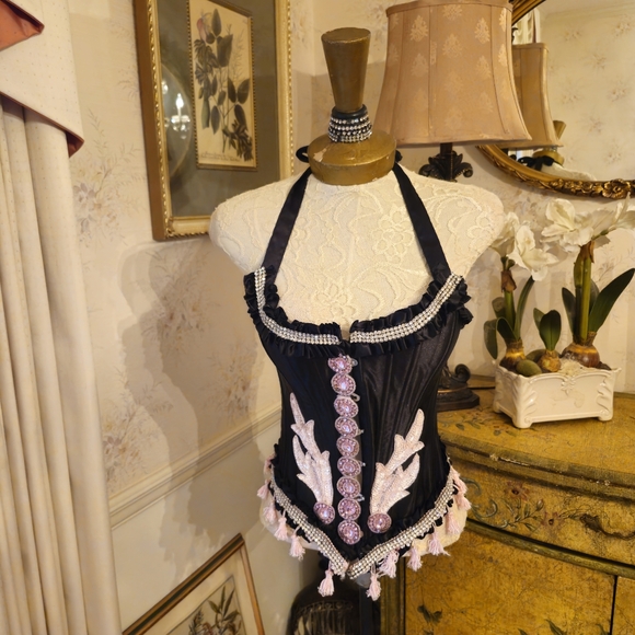 Victoria Velvet Tops - Custom Steel Boned Victorian  Fairy EDC Festival Corset S Victoria Velvet